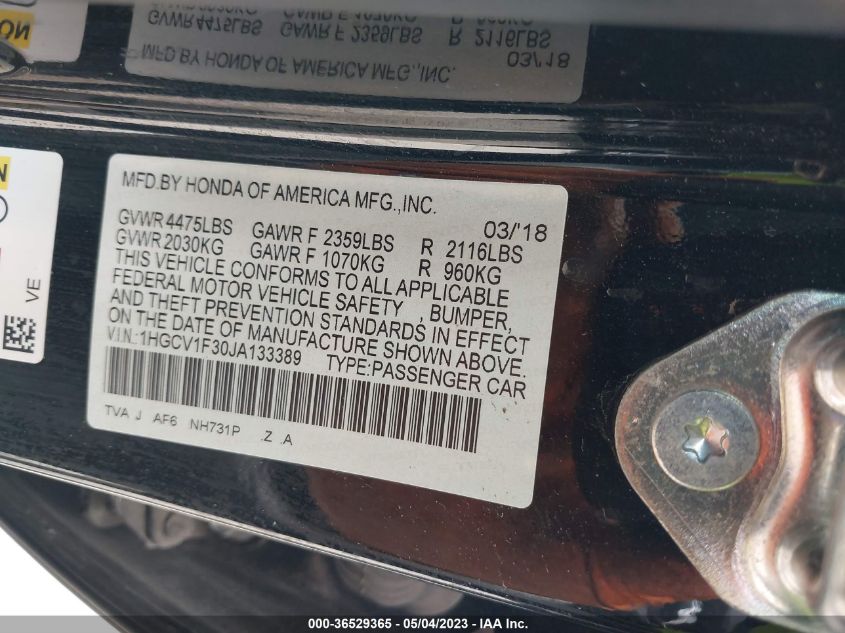2018 HONDA ACCORD SEDAN SPORT 1.5T - 1HGCV1F30JA133389