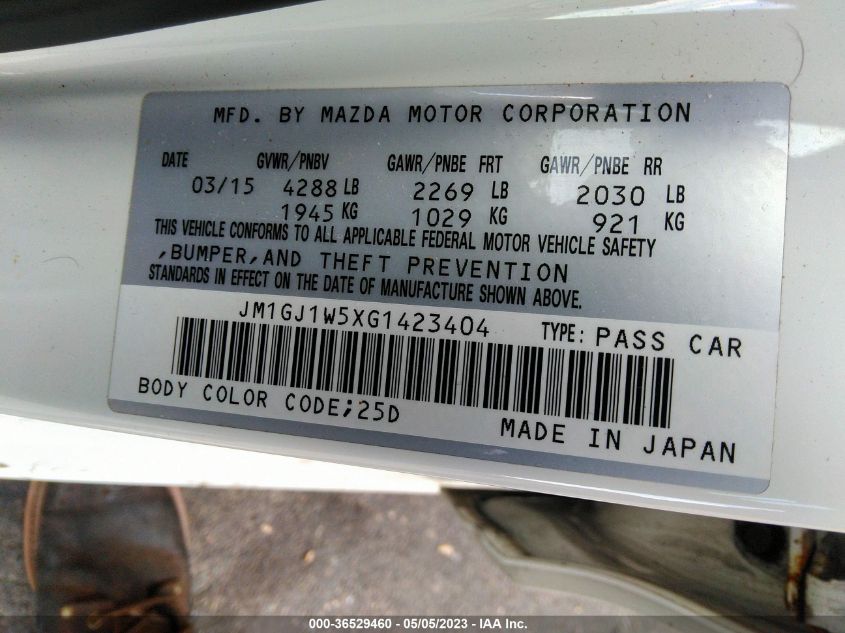 2016 MAZDA MAZDA6 I GRAND TOURING - JM1GJ1W5XG1423404