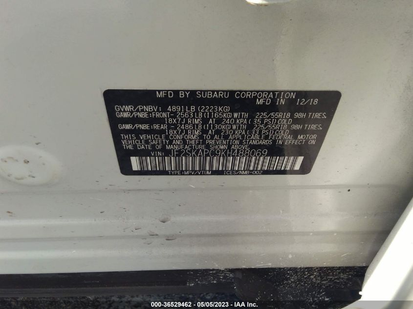 2019 SUBARU FORESTER SPORT - JF2SKAPC9KH488069
