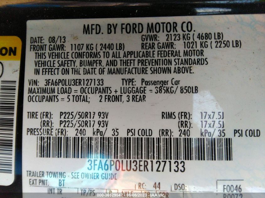 2014 FORD FUSION SE HYBRID - 3FA6P0LU3ER127133