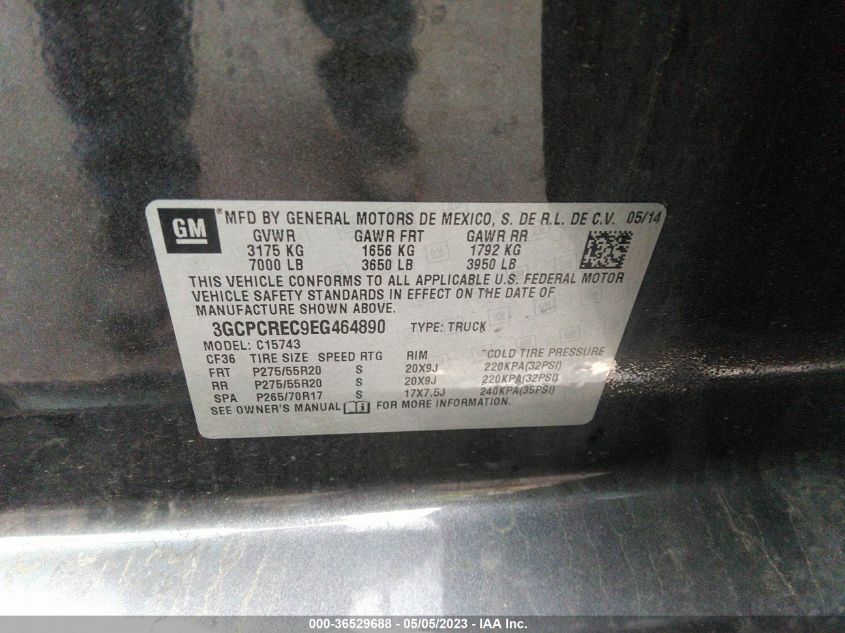 2014 CHEVROLET SILVERADO 1500 LT - 3GCPCREC9EG464890