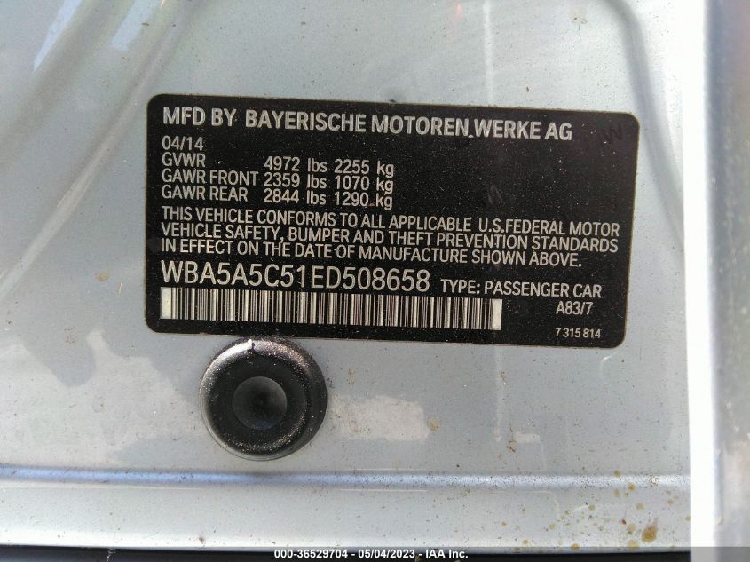 2014 BMW 528I WBA5A5C51ED508658