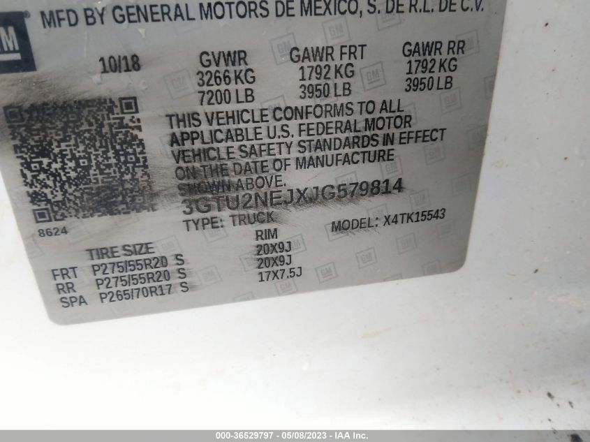 2018 GMC SIERRA 1500 SLT - 3GTU2NEJXJG579814