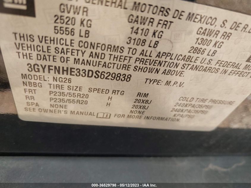 2013 CADILLAC SRX PERFORMANCE COLLECTION - 3GYFNHE33DS629838