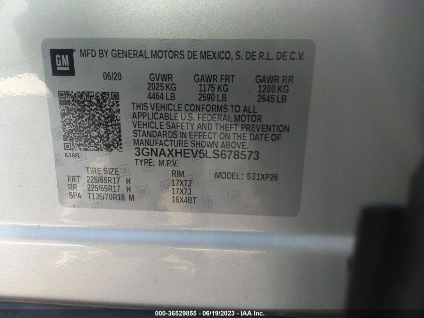 2020 CHEVROLET EQUINOX LS - 3GNAXHEV5LS678573