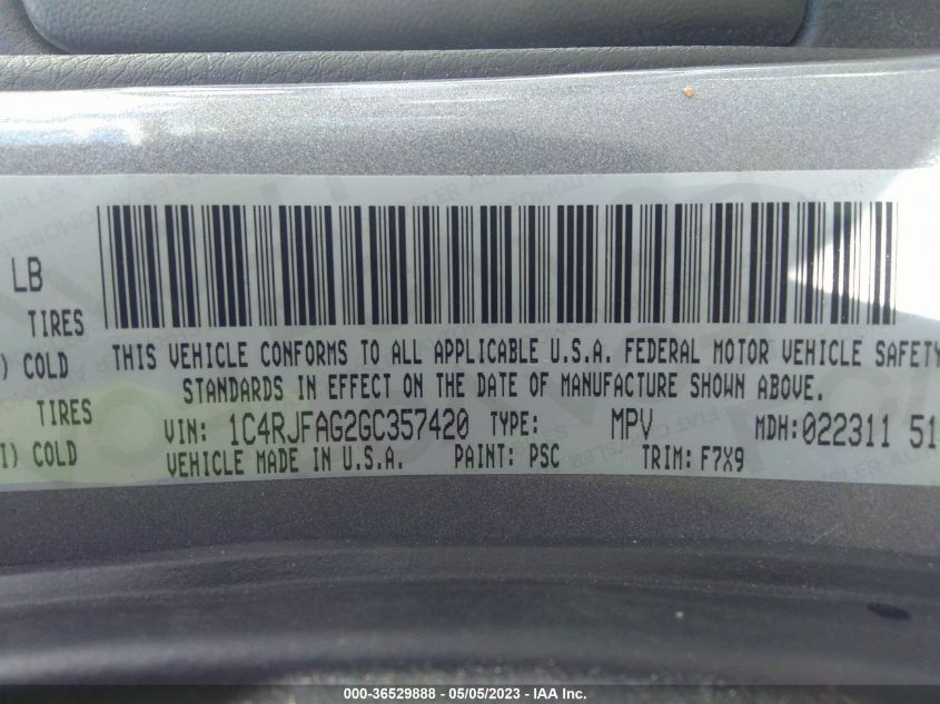 2016 JEEP GRAND CHEROKEE LAREDO - 1C4RJFAG2GC357420