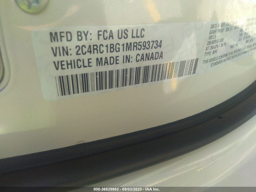 2021 CHRYSLER PACIFICA TOURING L - 2C4RC1BG1MR593734