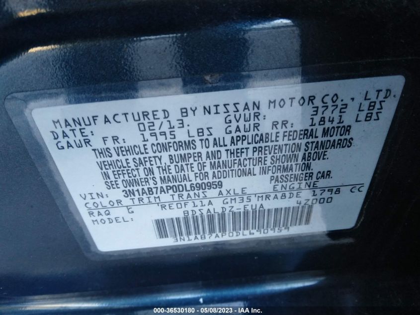 2013 NISSAN SENTRA SV - 3N1AB7AP0DL690959