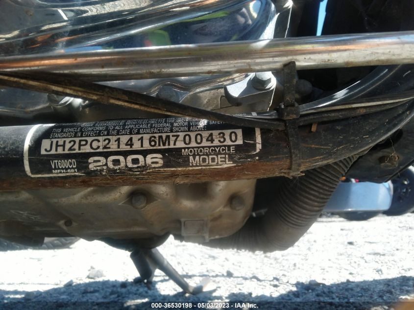 2006 HONDA VT600 CD JH2PC21416M700430