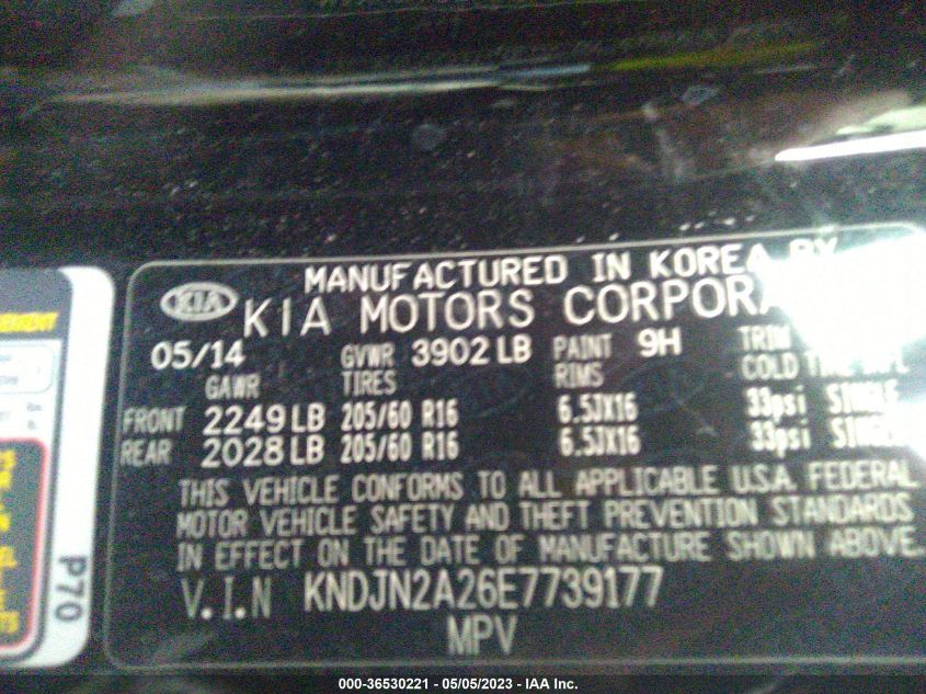 2014 KIA SOUL BASE - KNDJN2A26E7739177