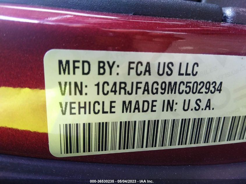 2021 JEEP GRAND CHEROKEE LAREDO E - 1C4RJFAG9MC502934