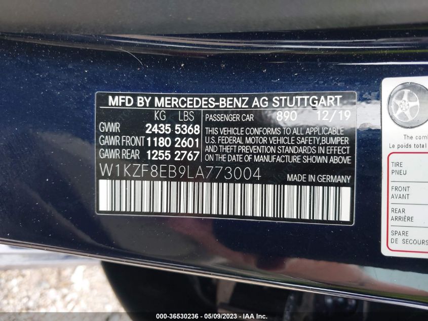 2020 MERCEDES-BENZ E-CLASS E 350 - W1KZF8EB9LA773004