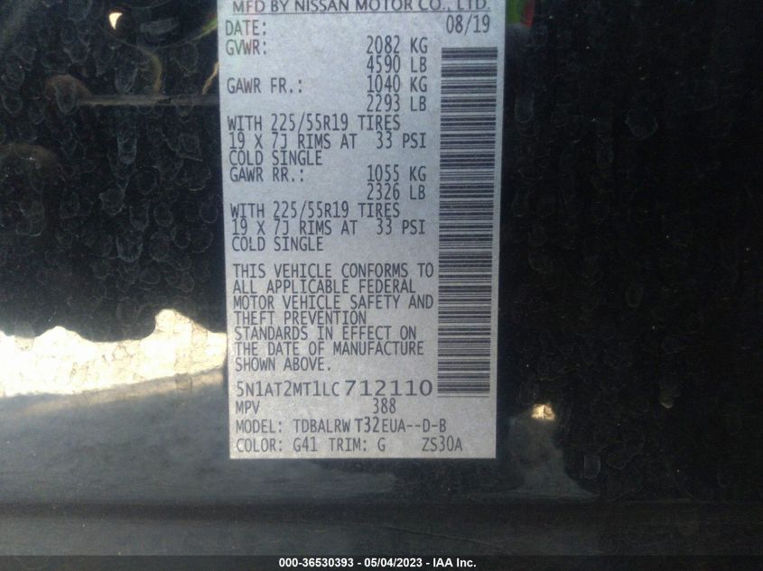 2020 NISSAN ROGUE SL - 5N1AT2MT1LC712110