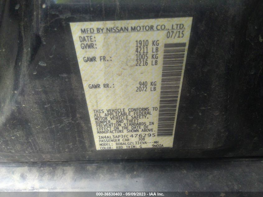 2015 NISSAN ALTIMA 2.5 S - 1N4AL3AP3FC476295