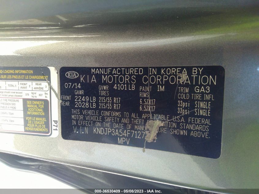 2015 KIA SOUL + - KNDJP3A54F7127104