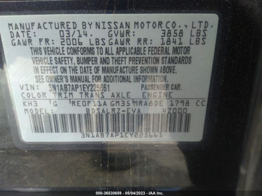 2014 NISSAN SENTRA SR - 3N1AB7AP1EY225661