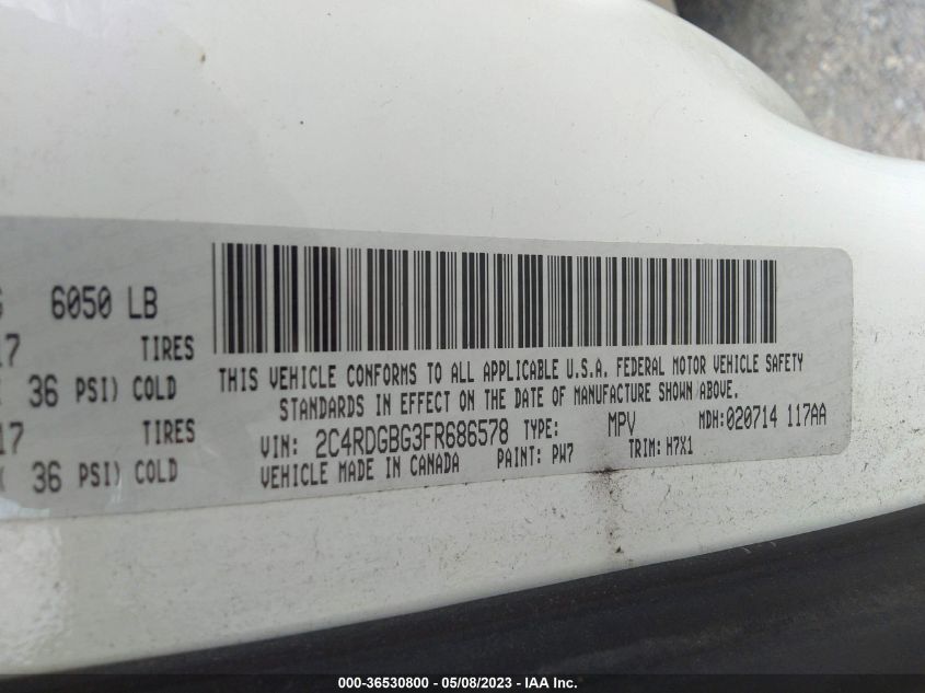 2015 DODGE GRAND CARAVAN SE - 2C4RDGBG3FR686578