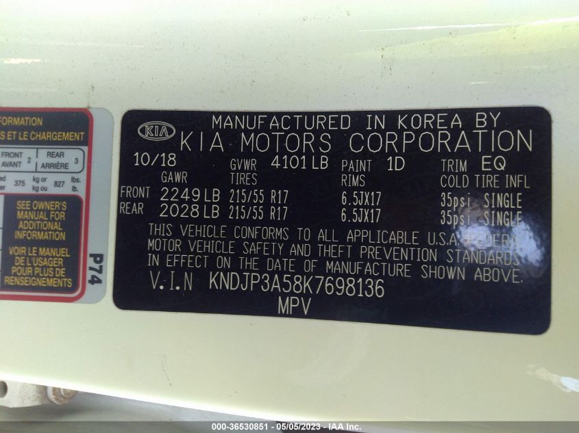 2019 KIA SOUL + - KNDJP3A58K7698136