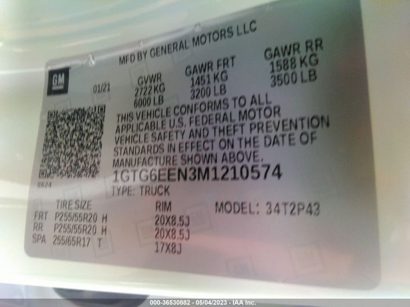 2021 GMC CANYON 4WD DENALI - 1GTG6EEN3M1210574