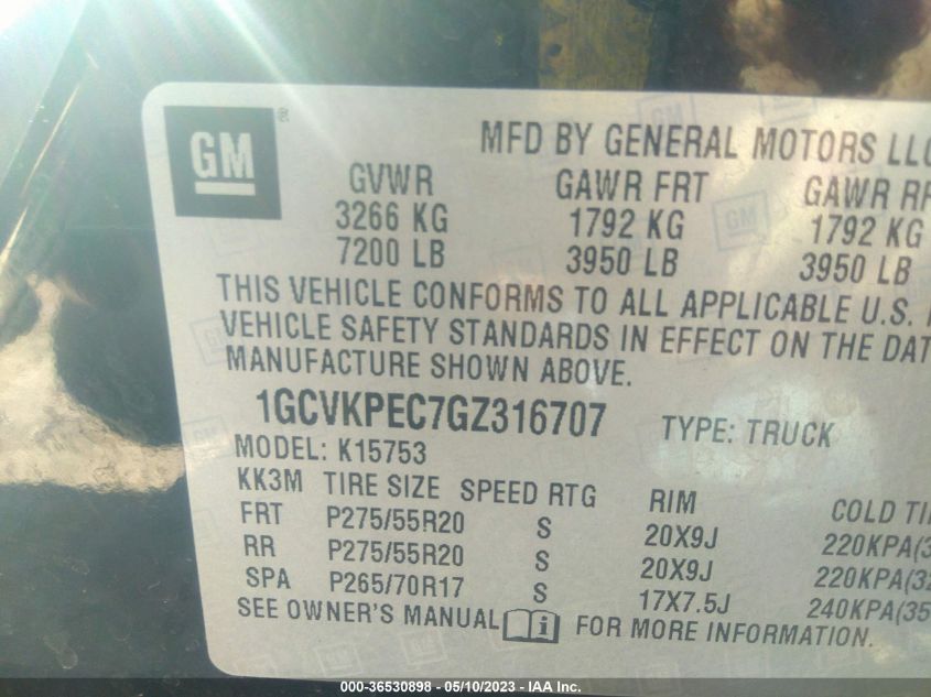 2016 CHEVROLET SILVERADO 1500 CUSTOM - 1GCVKPEC7GZ316707