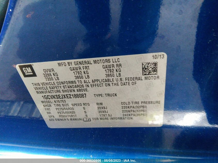 2014 CHEVROLET SILVERADO 1500 LTZ - 1GCVKSEJXEZ188087