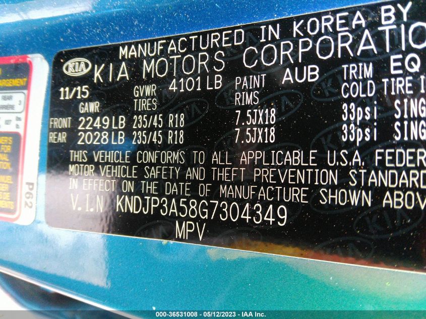 2016 KIA SOUL + - KNDJP3A58G7304349