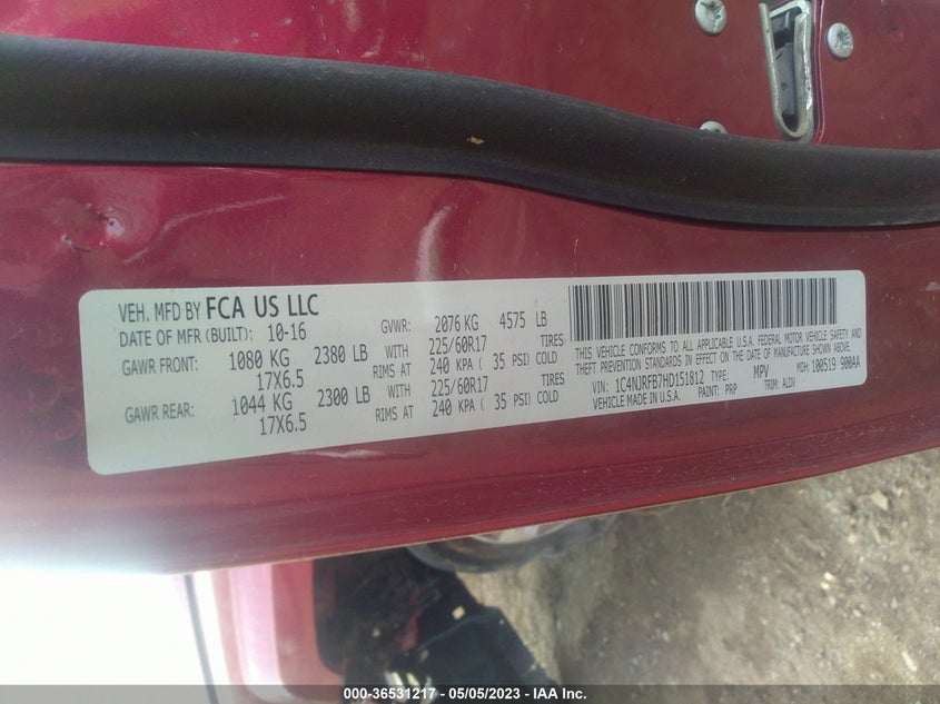 VIN 1C4NJRFB7HD151812 2017 JEEP PATRIOT HIGH ALTITUDE