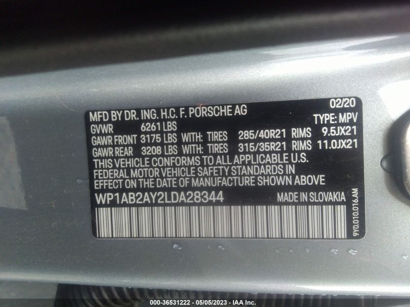 2020 PORSCHE CAYENNE S - WP1AB2AY2LDA28344