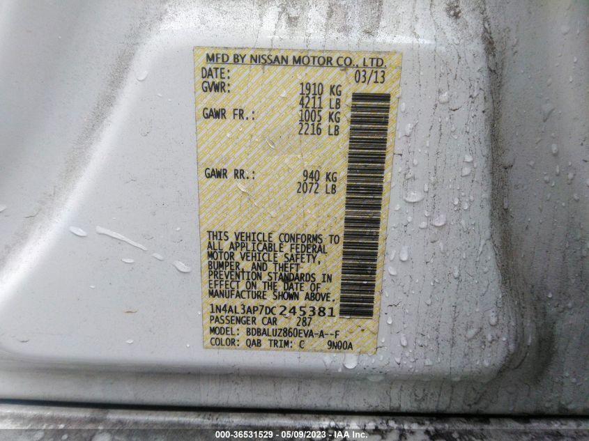 2013 NISSAN ALTIMA 2.5 SV - 1N4AL3AP7DC245381