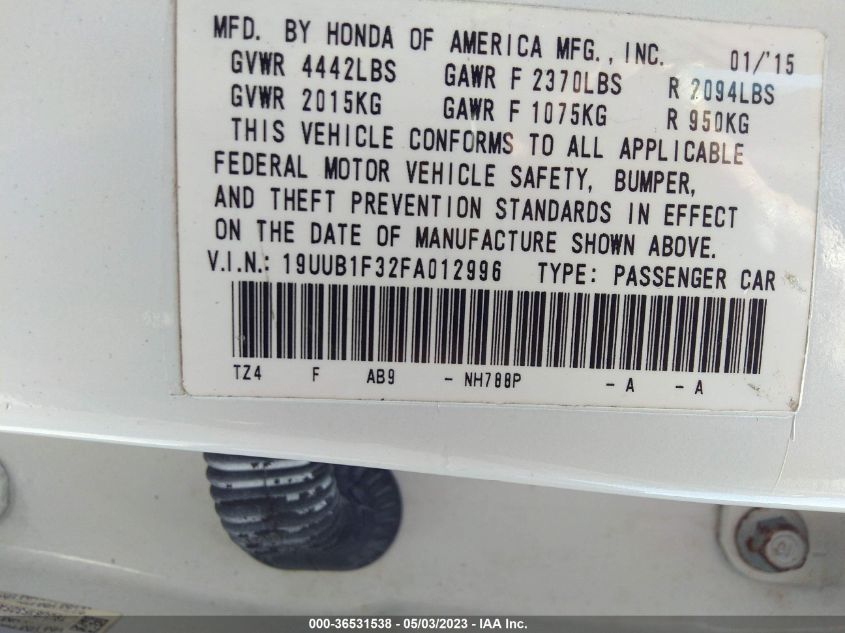 2015 ACURA TLX - 19UUB1F32FA012996