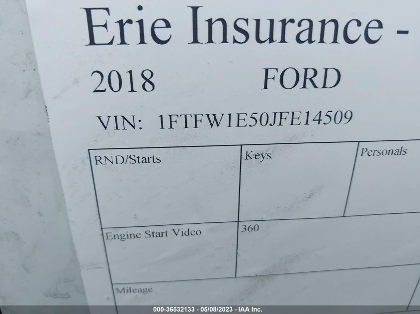 2018 FORD F-150 XL/XLT/LARIAT - 1FTFW1E50JFE14509