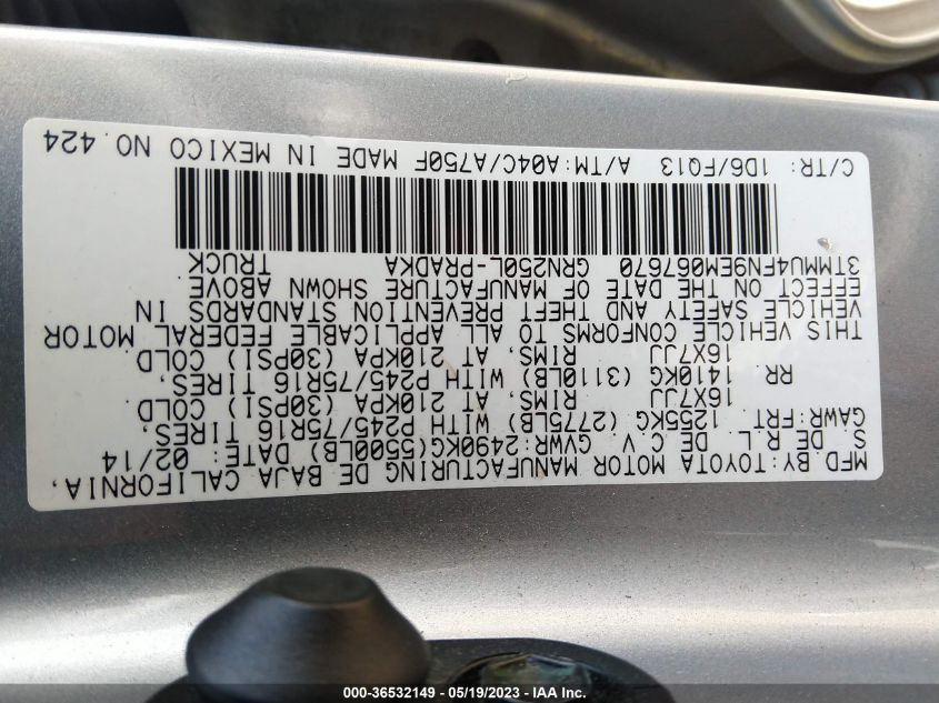 2014 TOYOTA TACOMA - 3TMMU4FN9EM067670