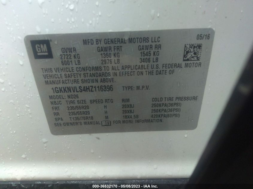 2017 GMC ACADIA SLT - 1GKKNVLS4HZ116396
