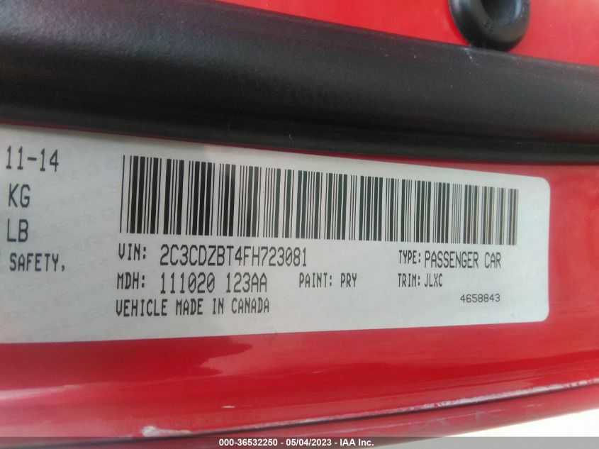2015 DODGE CHALLENGER R/T PLUS - 2C3CDZBT4FH723081