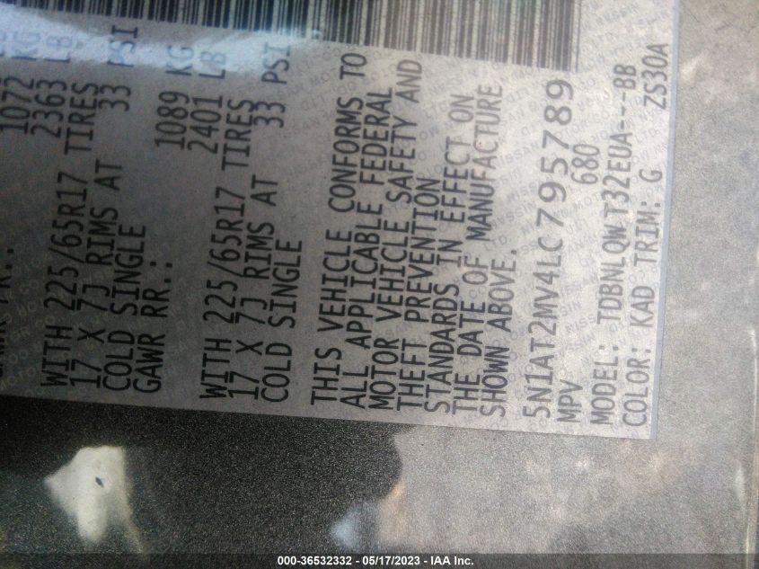 2020 NISSAN ROGUE SV - 5N1AT2MV4LC795789