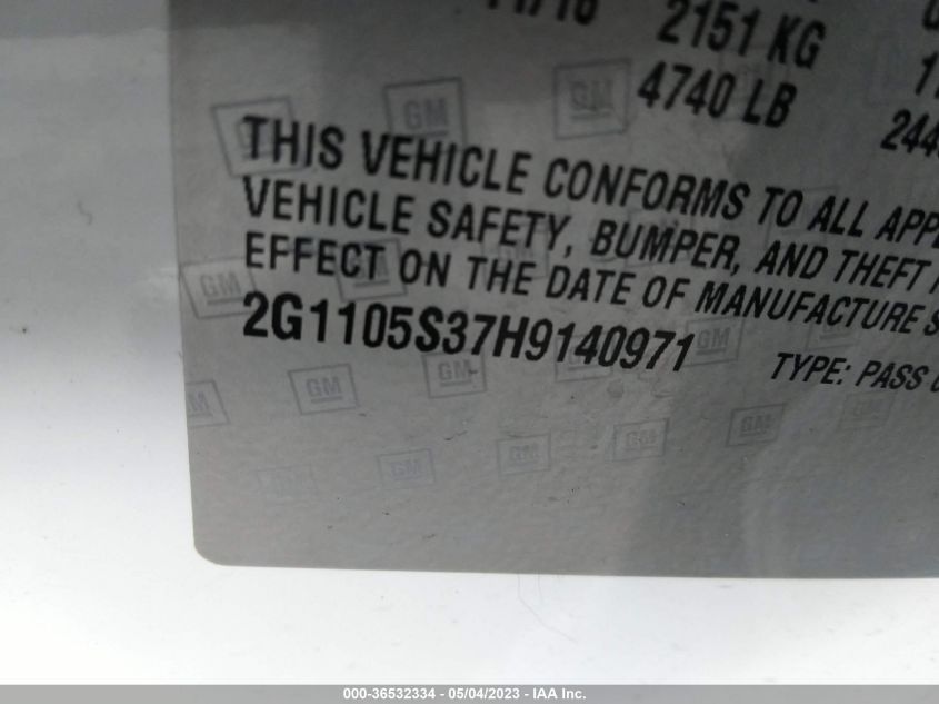 2017 CHEVROLET IMPALA LT - 2G1105S37H9140971