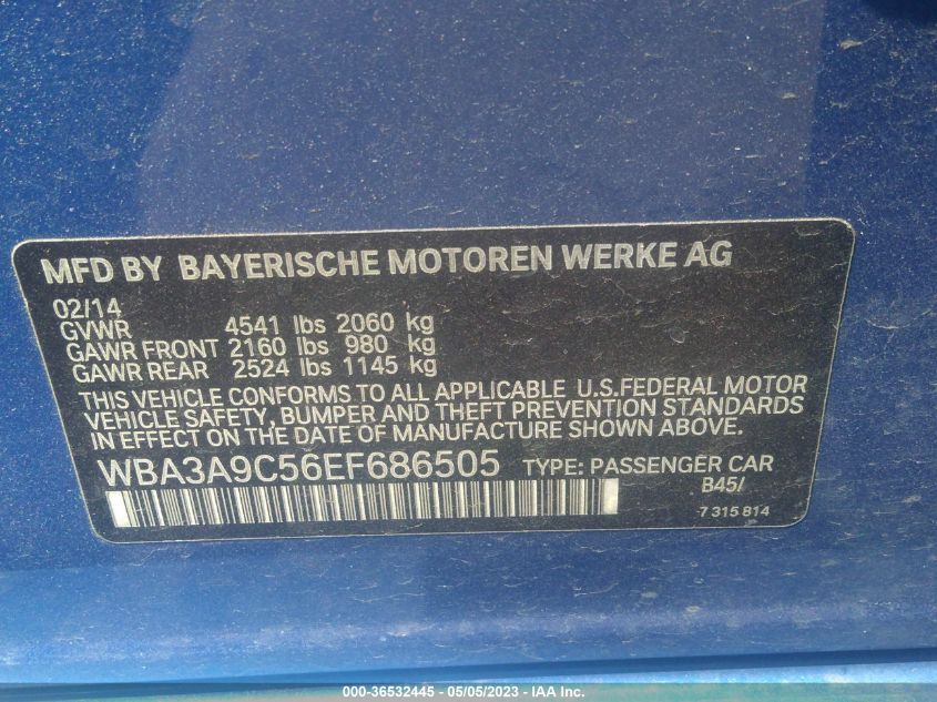 2014 BMW 3 SERIES 335I - WBA3A9C56EF686505