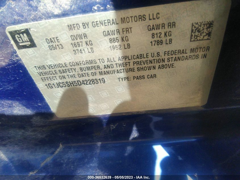2013 CHEVROLET SONIC LT - 1G1JC5SH5D4228319