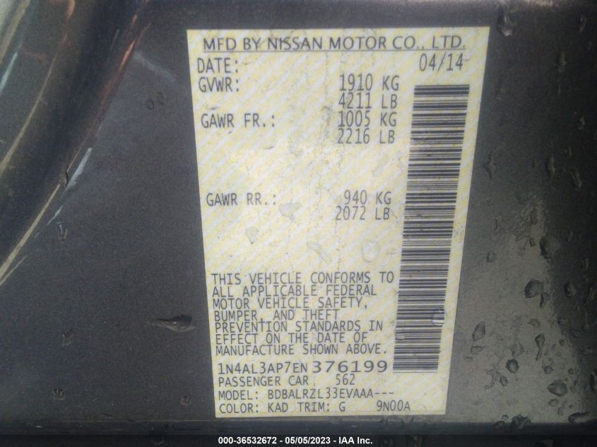 2014 NISSAN ALTIMA 2.5 - 1N4AL3AP7EN376199