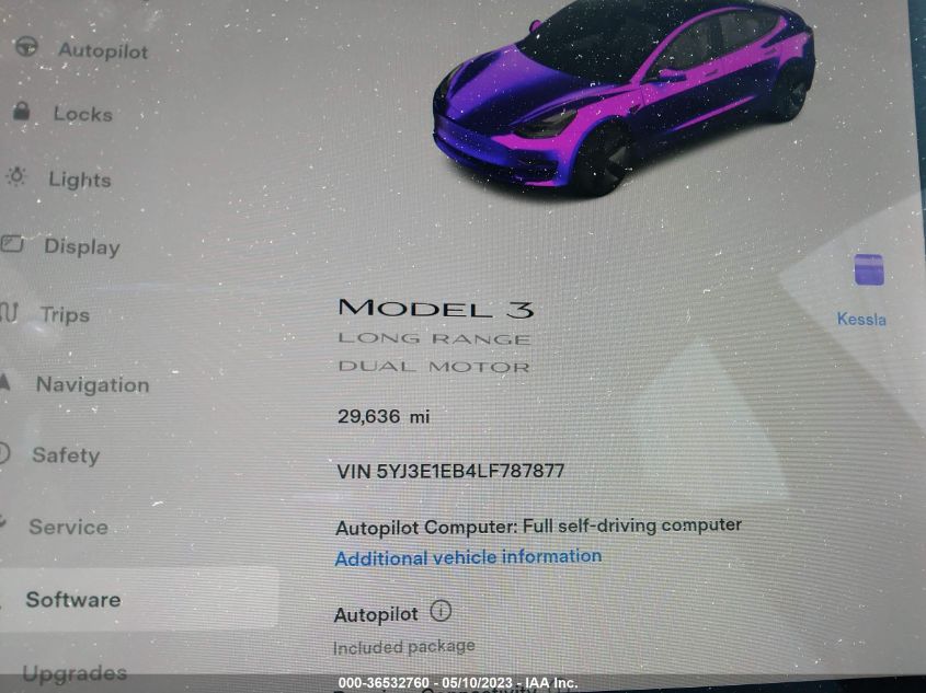 2020 TESLA MODEL 3 LONG RANGE - 5YJ3E1EB4LF787877