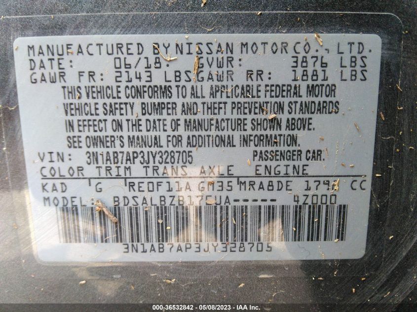2018 NISSAN SENTRA S - 3N1AB7AP3JY328705