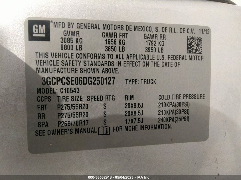 2013 CHEVROLET SILVERADO 1500 LT - 3GCPCSE06DG250127