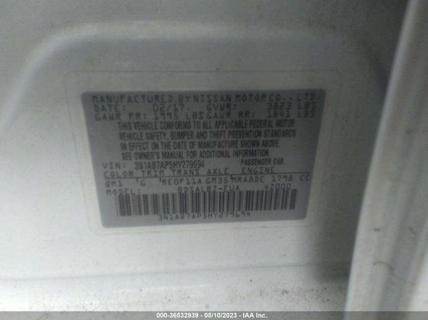 2017 NISSAN SENTRA S - 3N1AB7AP5HY279694