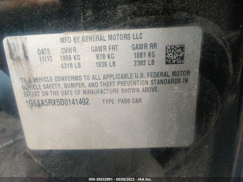 2013 CADILLAC ATS - 1G6AA5RX5D0141492
