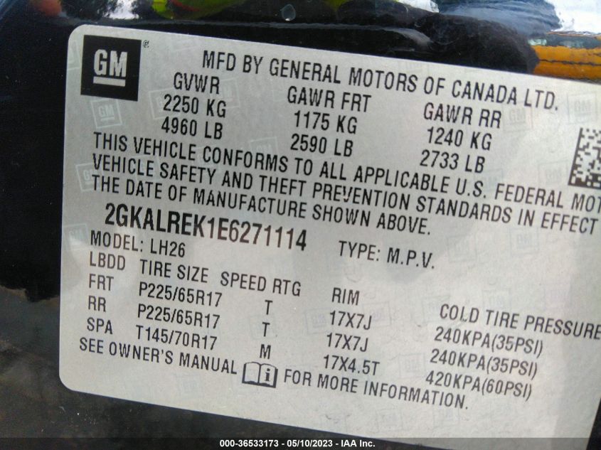 2014 GMC TERRAIN SLE - 2GKALREK1E6271114