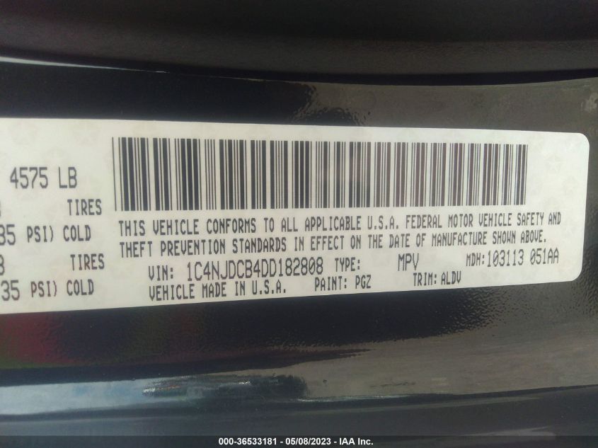 2013 JEEP COMPASS LIMITED - 1C4NJDCB4DD182808