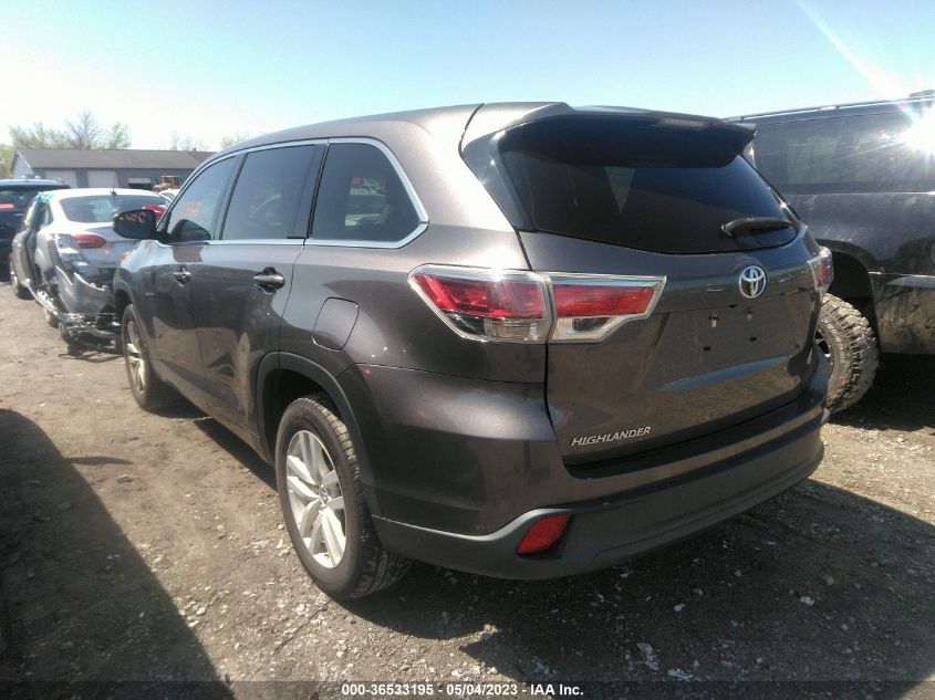 2016 TOYOTA HIGHLANDER LE - 5TDZARFH2GS021509