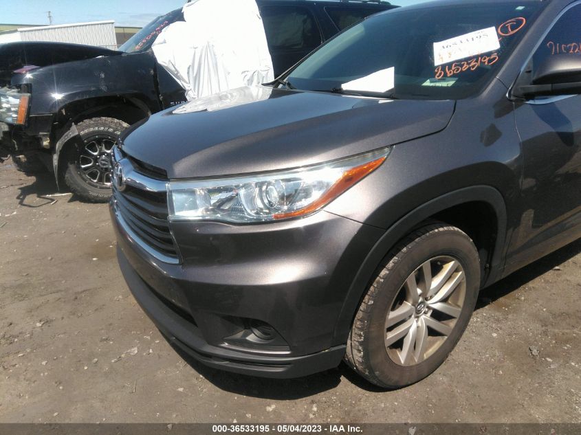 2016 TOYOTA HIGHLANDER LE - 5TDZARFH2GS021509