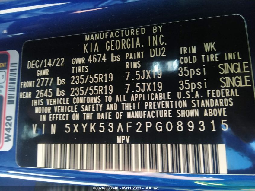 2023 KIA SPORTAGE SX-PRESTIGE - 5XYK53AF2PG089315