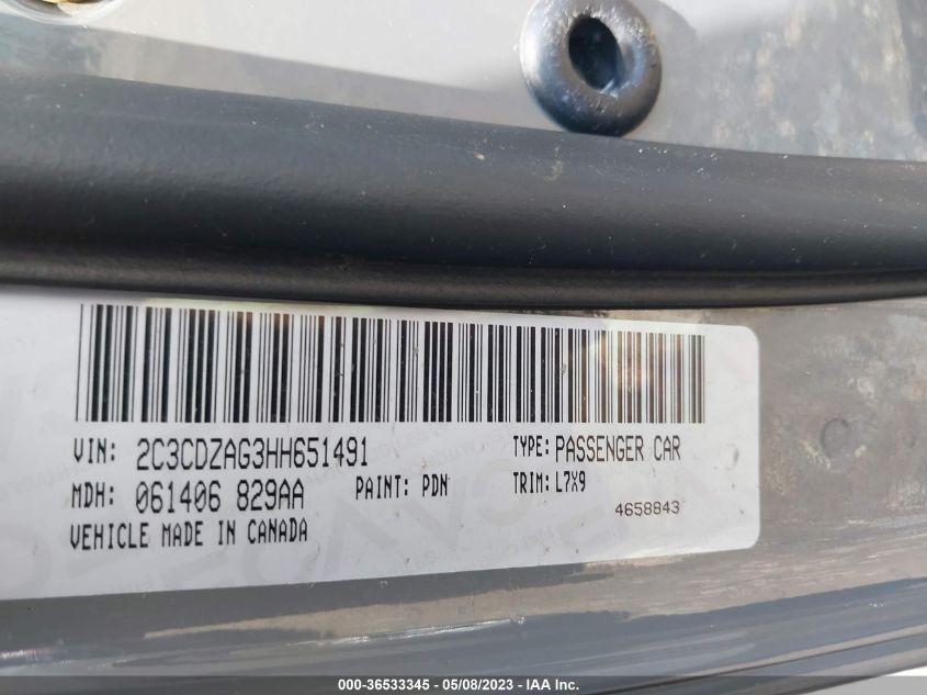 2017 DODGE CHALLENGER SXT - 2C3CDZAG3HH651491